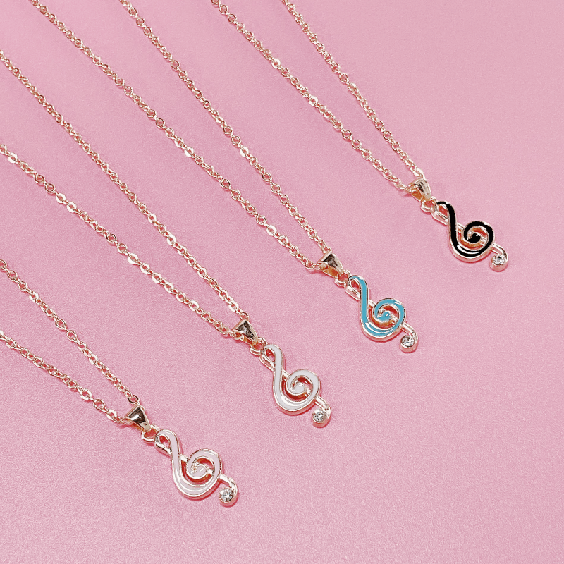 Fashionable Notes Pendant Necklace in 4 Colors for Women