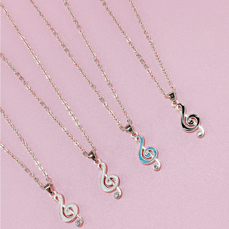 Fashionable Notes Pendant Necklace in 4 Colors for Women