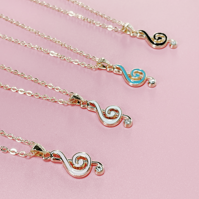 Fashionable Notes Pendant Necklace in 4 Colors for Women