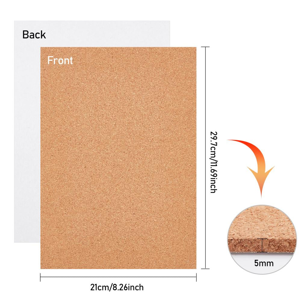 6 Self Adhesive Cork Sheets 29.7x21x0.3 - Coaster Cork Backing Sheets