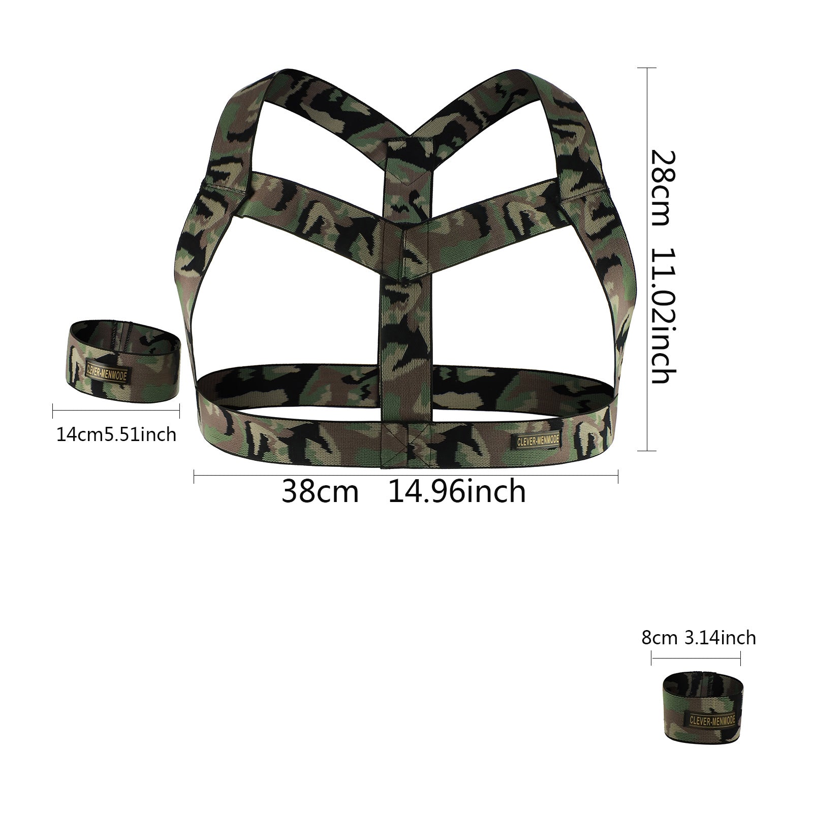 Men's Camo Muscle Chest Strap Night Club Performance Belt