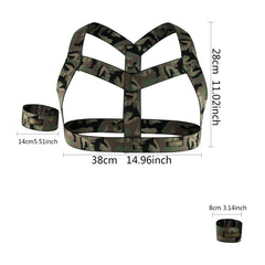 Men's Camo Muscle Chest Strap Night Club Performance Belt