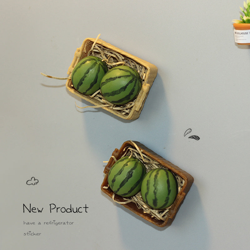 Fruit Basket Watermelon Refrigerator Magnets