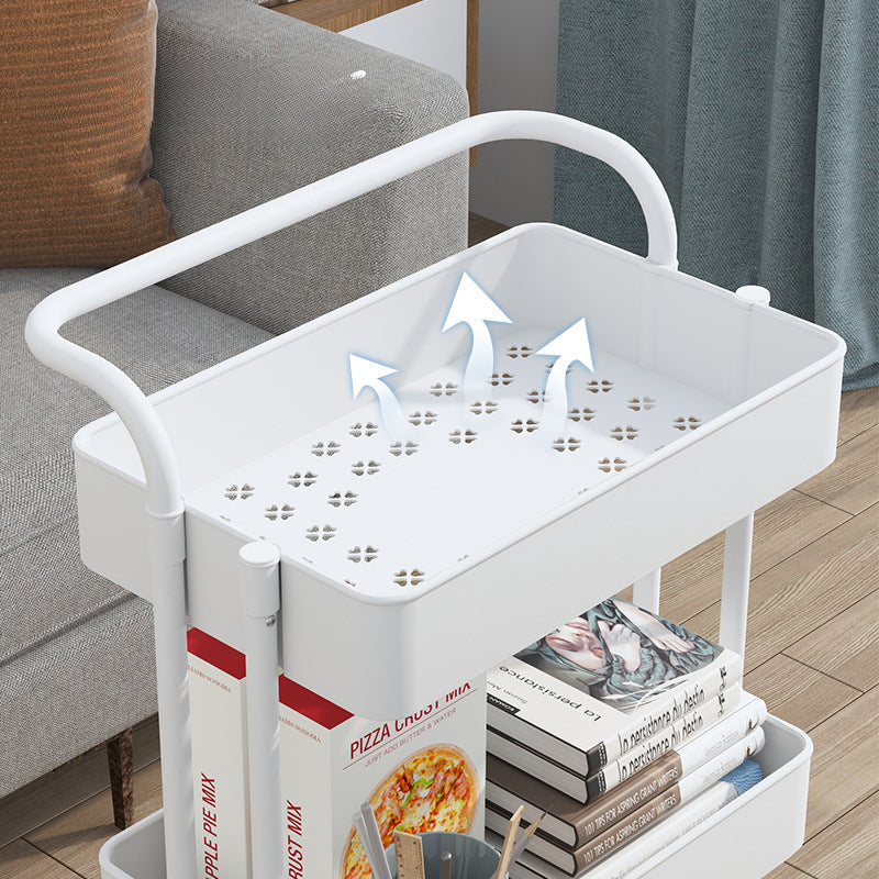 3 Tier Utility Cart Rolling Organization Cart Handle Wheels Storage Shelves