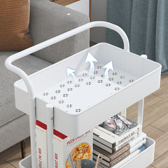 3 Tier Utility Cart Rolling Organization Cart Handle Wheels Storage Shelves