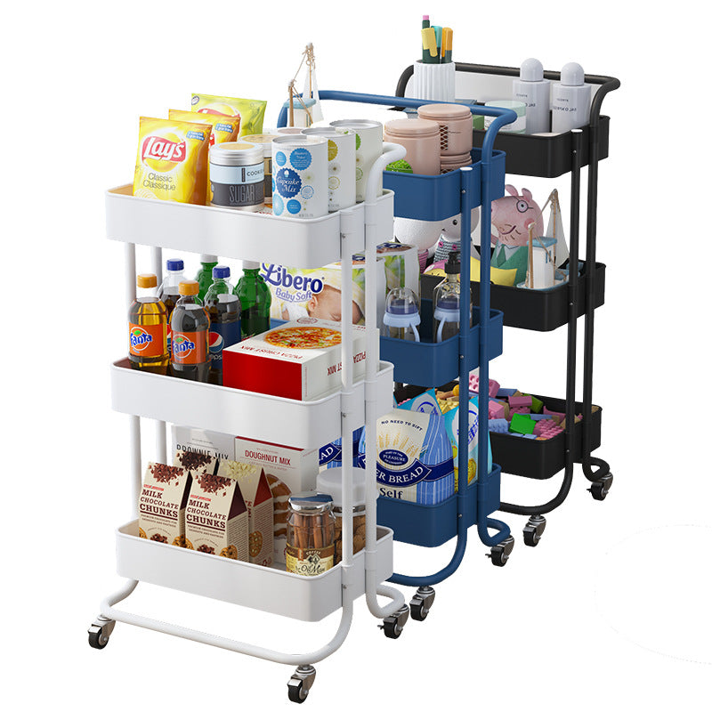 3 Tier Utility Cart Rolling Organization Cart Handle Wheels Storage Shelves