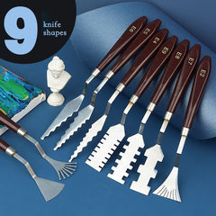 9pcs Flower Art Scraper Texture Palette Shaped Scraper Painting Tool