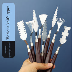 9pcs Flower Art Scraper Texture Palette Shaped Scraper Painting Tool