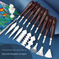 9pcs Flower Art Scraper Texture Palette Shaped Scraper Painting Tool