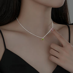 S925 Sterling Silver Green Zircon Pendant Chain