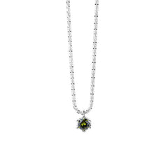 S925 Sterling Silver Green Zircon Pendant Chain