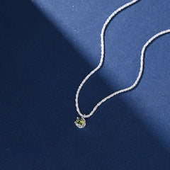 S925 Sterling Silver Green Zircon Pendant Chain