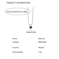 S925 Sterling Silver Green Zircon Pendant Chain
