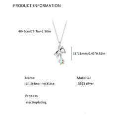 S925 Silver Star Picking Bear Necklace - Fashionable Jewelry for Women