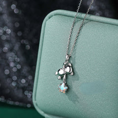 S925 Silver Star Picking Bear Necklace - Fashionable Jewelry for Women