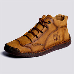 Vintage Soft PU Ankle Boots For Men Lace Up Office Shoes