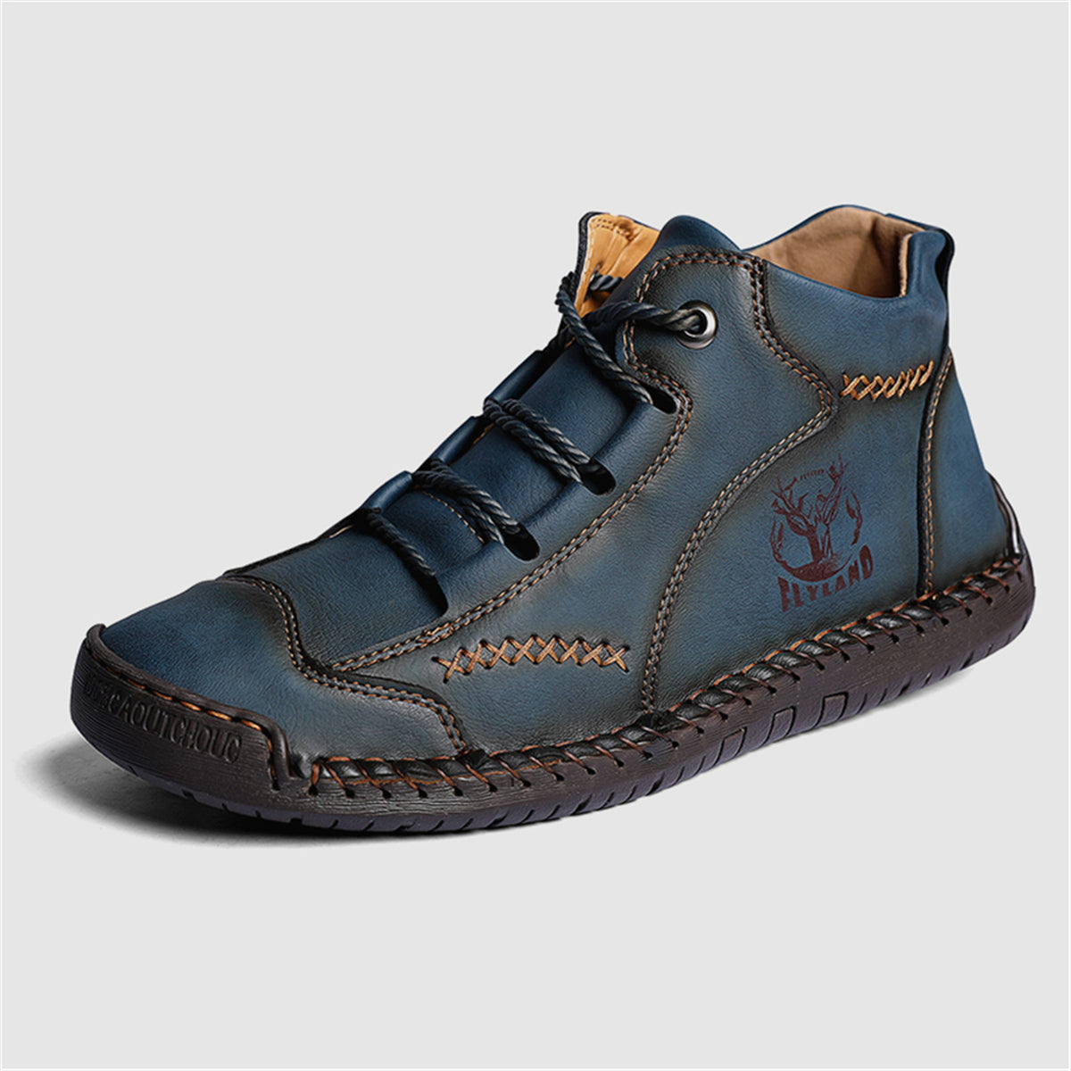 Vintage Soft PU Ankle Boots For Men Lace Up Office Shoes