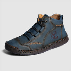 Vintage Soft PU Ankle Boots For Men Lace Up Office Shoes