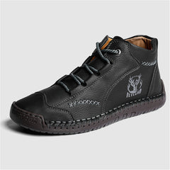 Vintage Soft PU Ankle Boots For Men Lace Up Office Shoes
