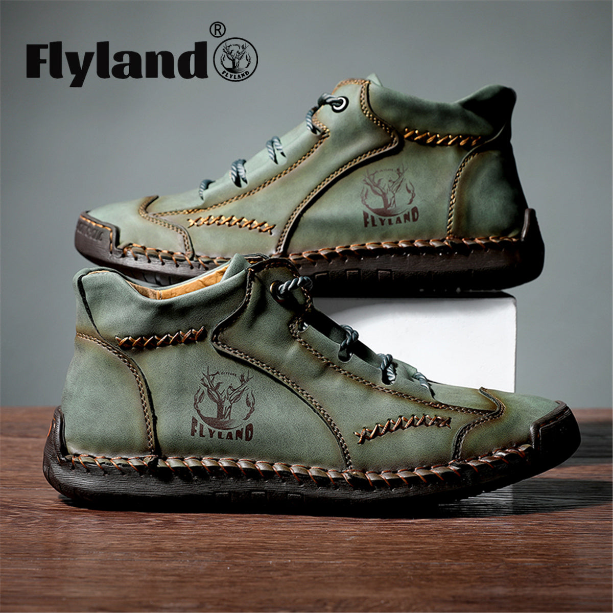 Vintage Soft PU Ankle Boots For Men Lace Up Office Shoes