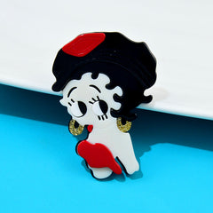 Acrylic Big Eye Girl Brooch