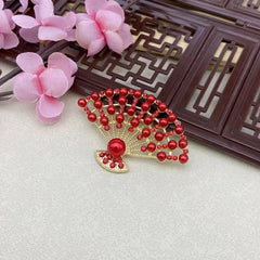 Chinese Style Pearl Folding Fan Hair Accessories