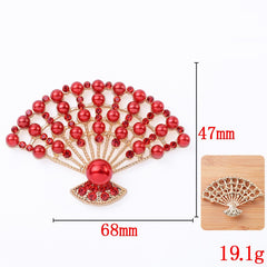 Chinese Style Pearl Folding Fan Hair Accessories