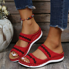 Women's Knit Detail Open Toe Slippers