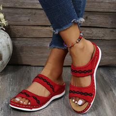Women's Knit Detail Open Toe Slippers