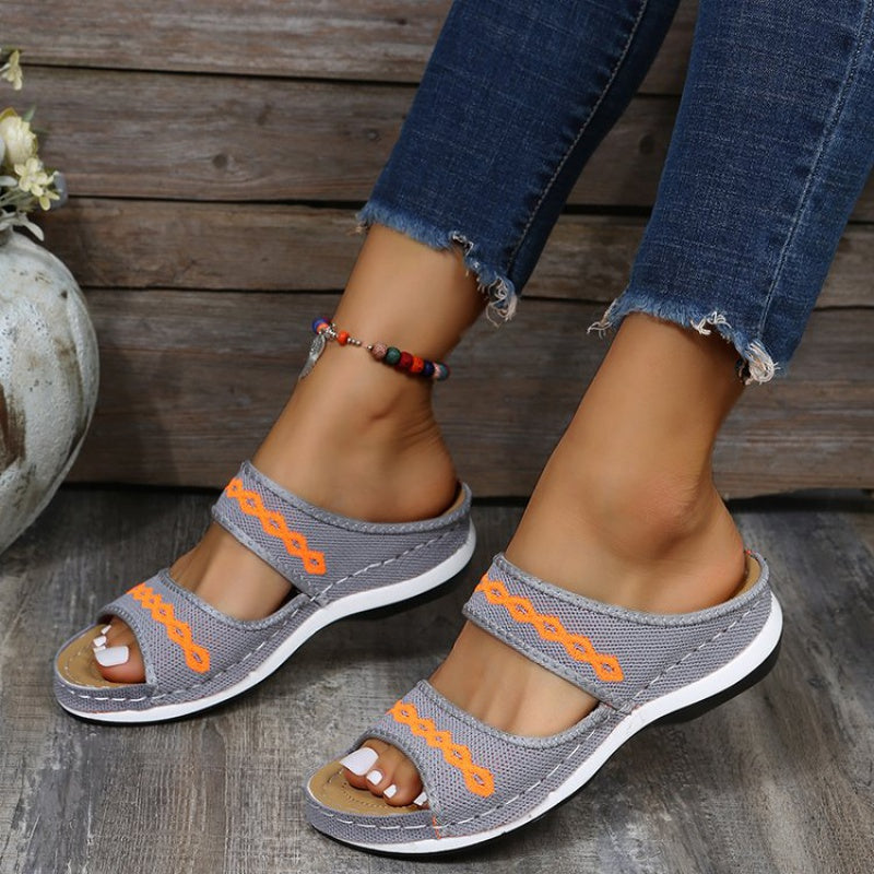 Women's Knit Detail Open Toe Slippers