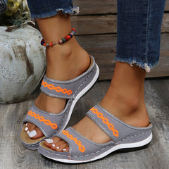 Women's Knit Detail Open Toe Slippers