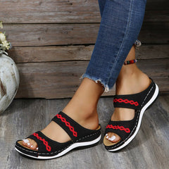 Women's Knit Detail Open Toe Slippers