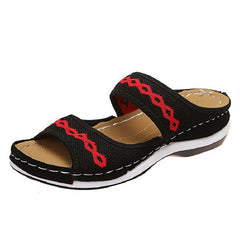 Women's Knit Detail Open Toe Slippers