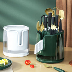 360 Degree Rotating Kitchen Storage Rack for Chopsticks and Spoons