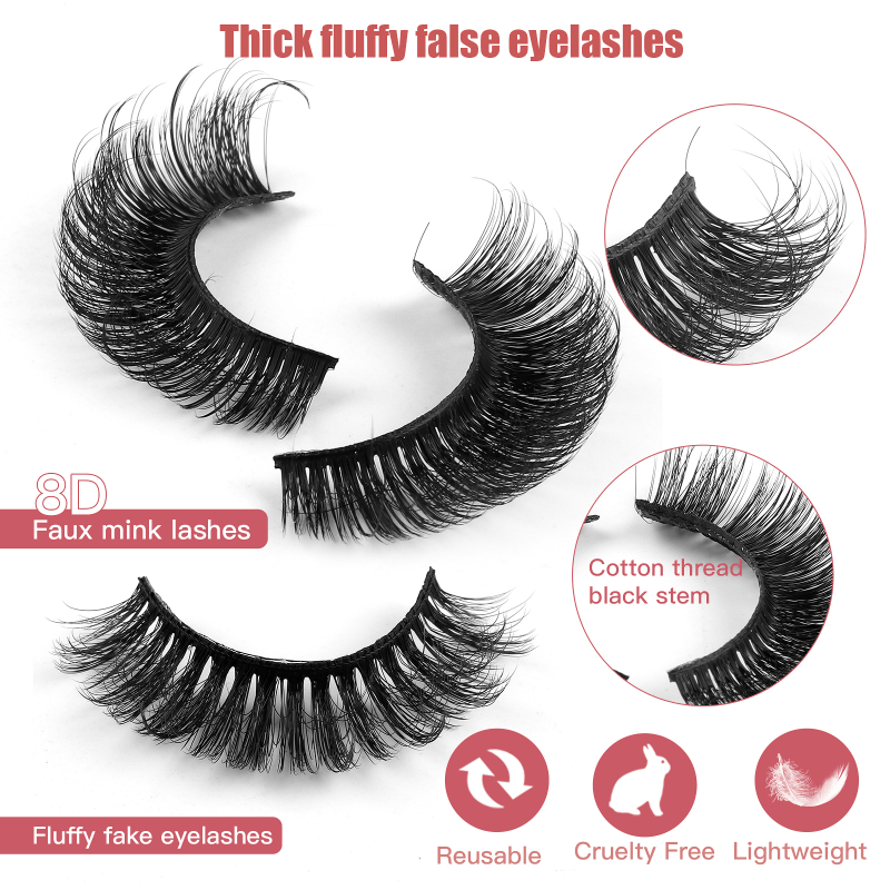 3D Fluffy Faux Mink Lashes for Makeup Starter Party Wedding Graduation