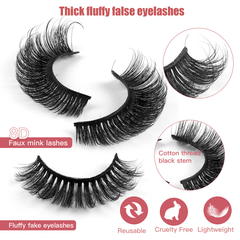 3D Fluffy Faux Mink Lashes for Makeup Starter Party Wedding Graduation