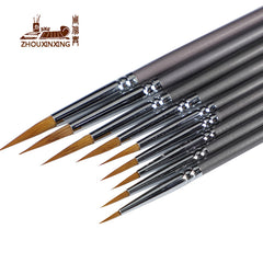 9pcs Weasel Hair Brush Watercolor Gouache Painting Hook Line Pen