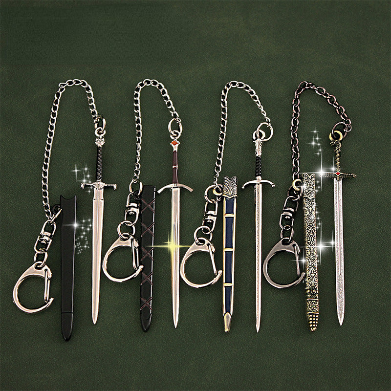 Mini Sword Key Chain For Men Metal Toy Key Chain Unopened Edge