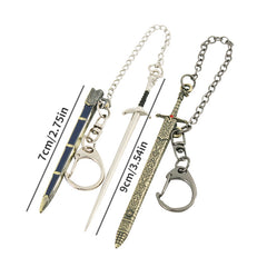 Mini Sword Key Chain For Men Metal Toy Key Chain Unopened Edge