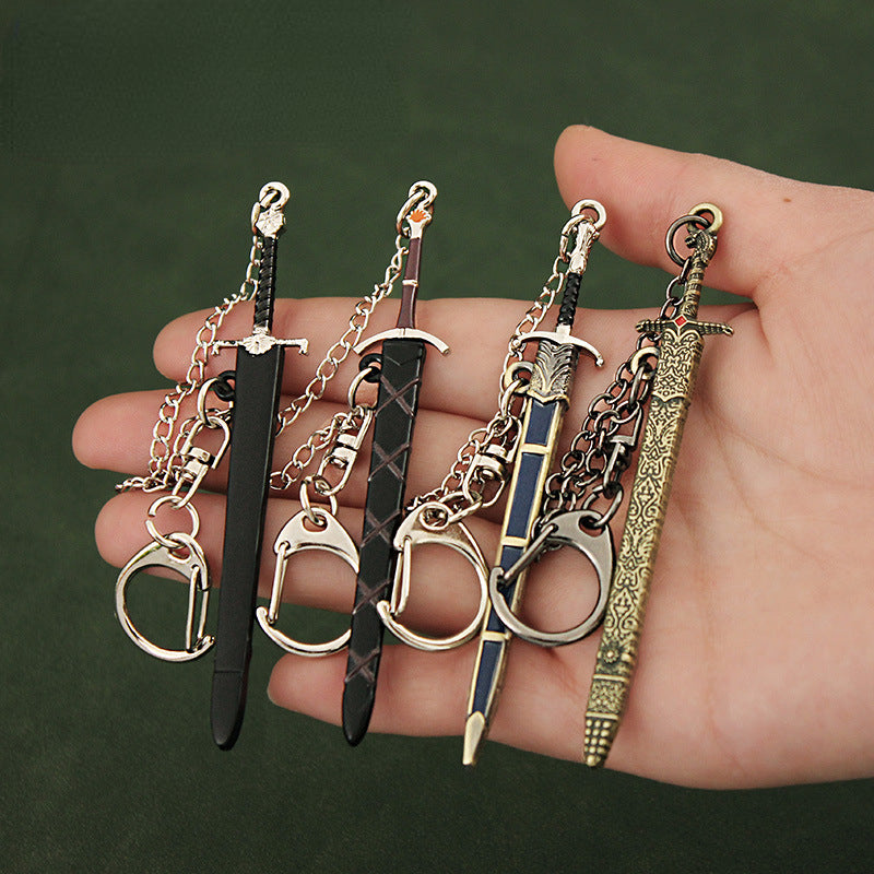 Mini Sword Key Chain For Men Metal Toy Key Chain Unopened Edge