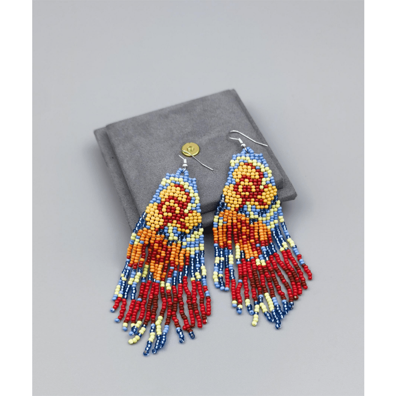 Floral Pattern Tassel Drop Earrings