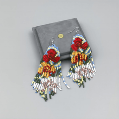 Floral Pattern Tassel Drop Earrings