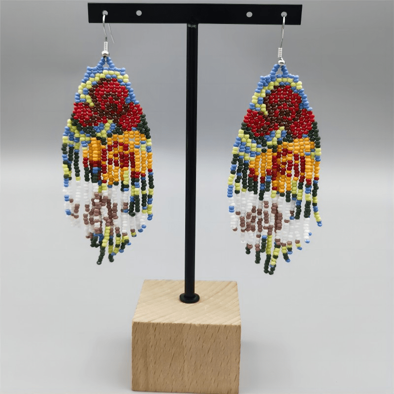 Floral Pattern Tassel Drop Earrings