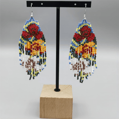 Floral Pattern Tassel Drop Earrings