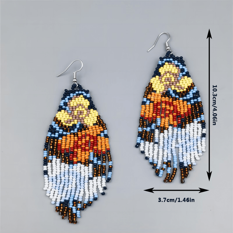 Floral Pattern Tassel Drop Earrings