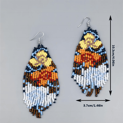 Floral Pattern Tassel Drop Earrings