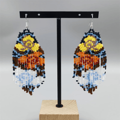Floral Pattern Tassel Drop Earrings
