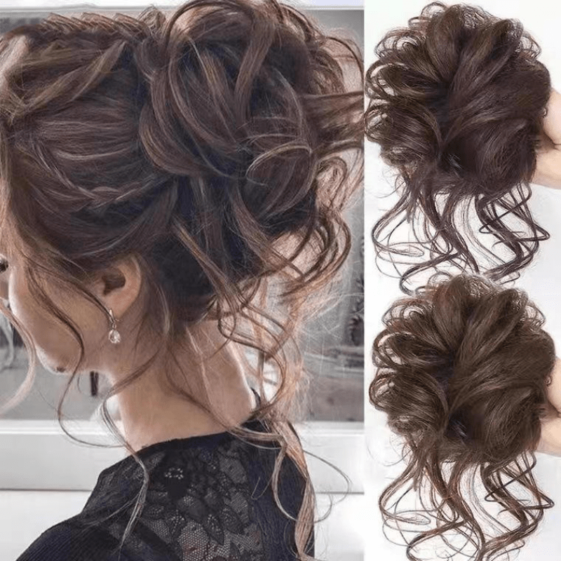 Messy Bun Hair Piece Claw Clip Wavy Curly Hair Extension Tousled Updo Hair Buns