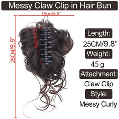 Messy Bun Hair Piece Claw Clip Wavy Curly Hair Extension Tousled Updo Hair Buns