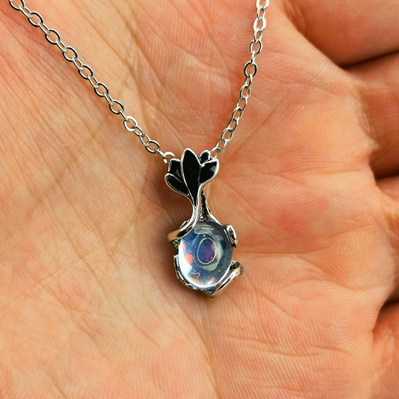 Moonstone Fish Pattern Pendant Necklace For Women